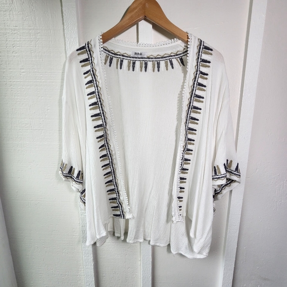BUBBA One Size Embroidered Boho Cardigan Batwing - Picture 1 of 9